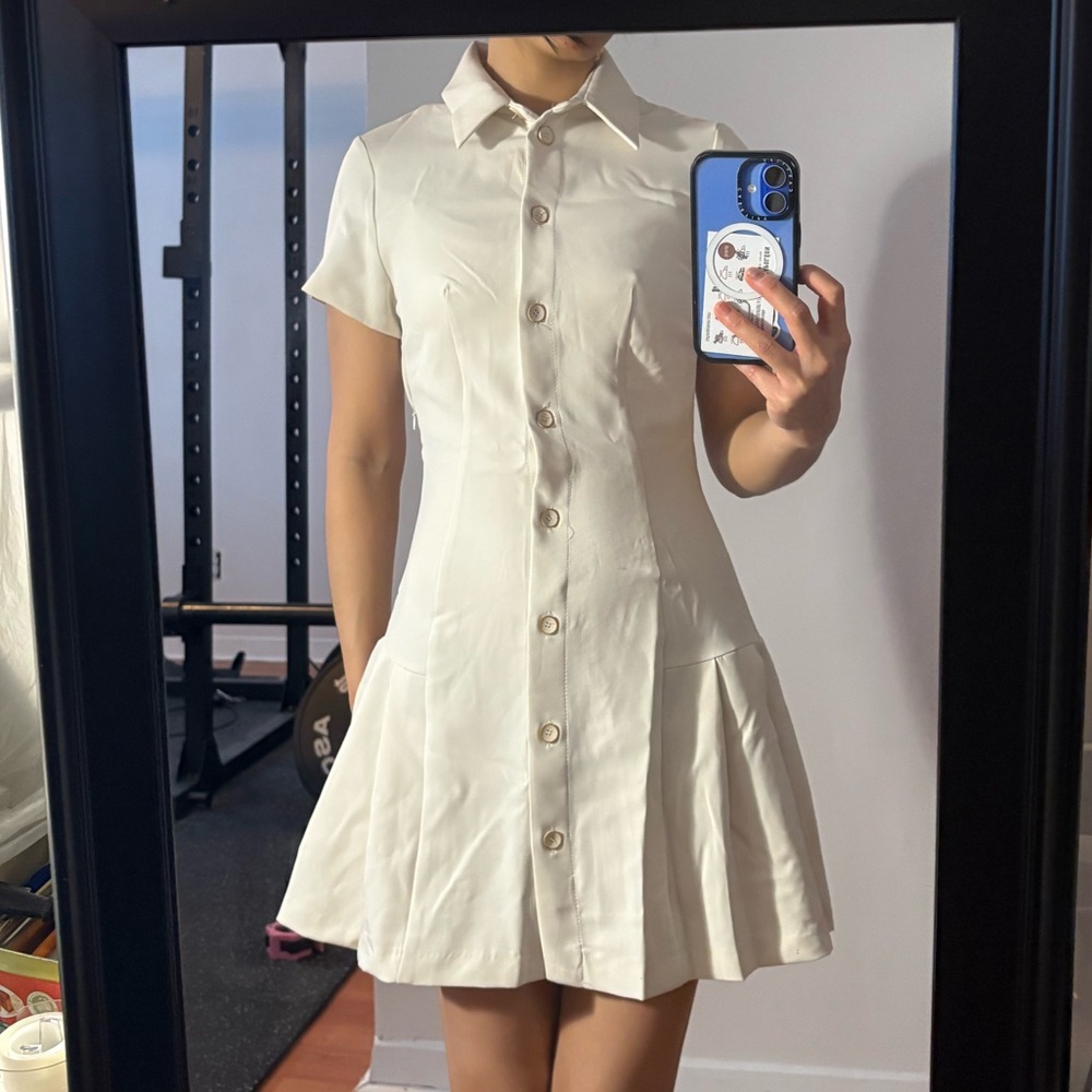 Zara Cream Button-Front Mini Dress